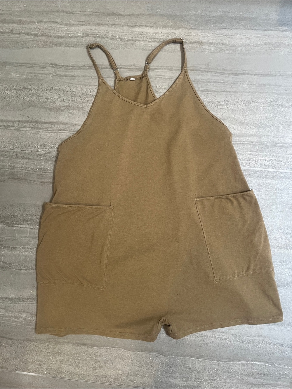 🖤 Sleeveless Pocket Romper in Olive Brown | Size L |